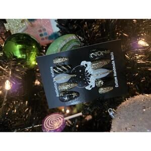 New Years almond press on nails custom made